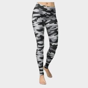 Kyodan Womens Sz Sm Leggings Black White Gray Camo Gym Yoga Pilates Workout Fit